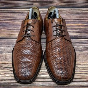Johnston & Murphy Woven Leather Brown Oxfords 8.5